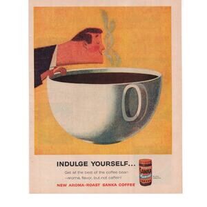 Sanka Instant Coffee / Heinz Ketchup Magazine Advertisement 1960 Caffein Free